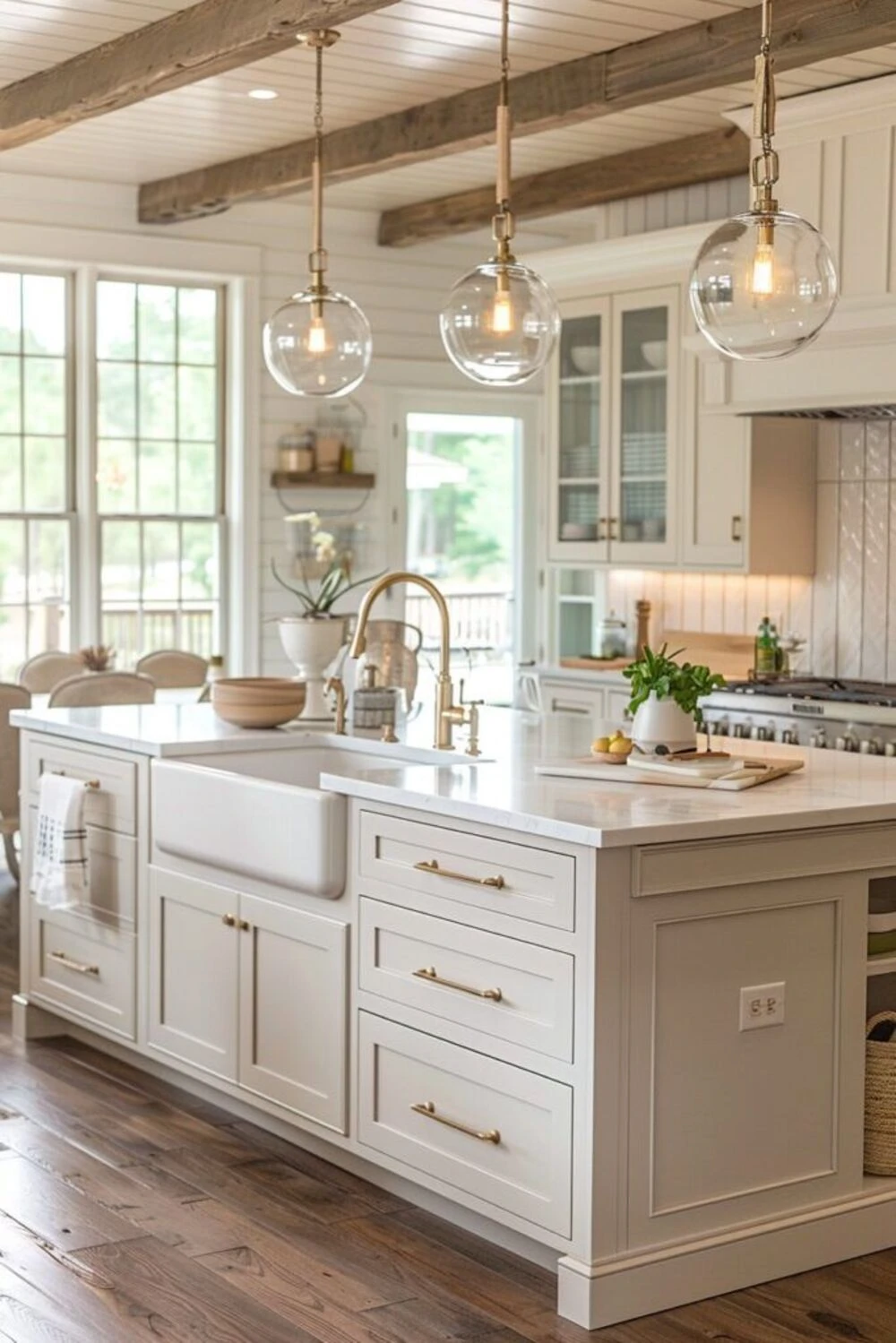 a large kitchen island with different areas for fuctionality