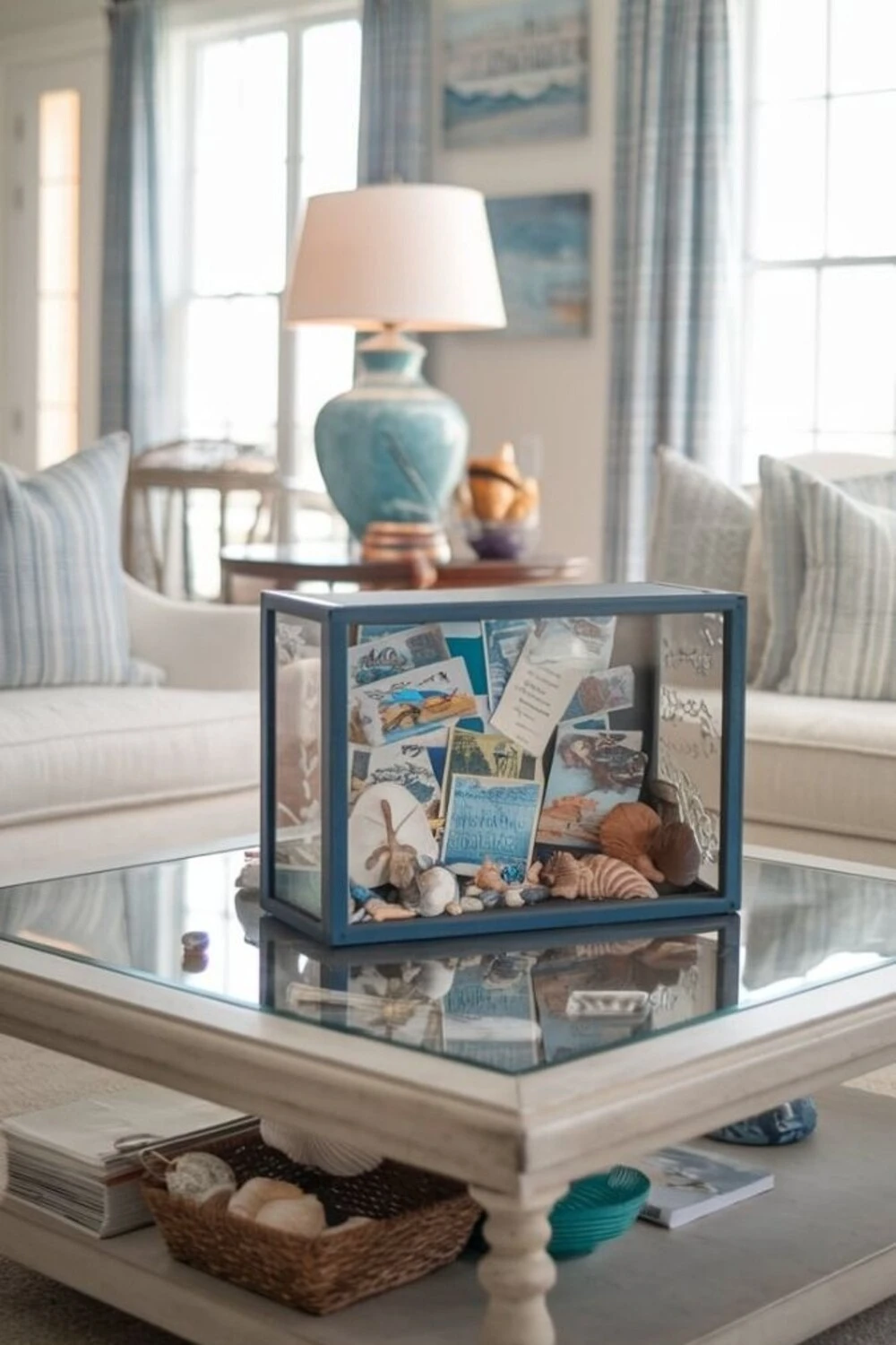a glass box on coffee table