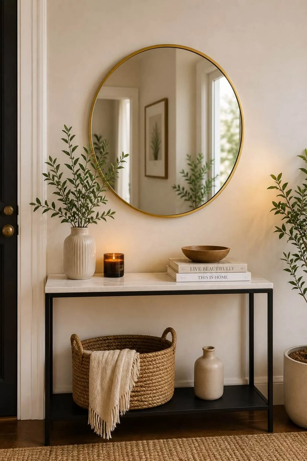 a small entryway with a decorative bowl