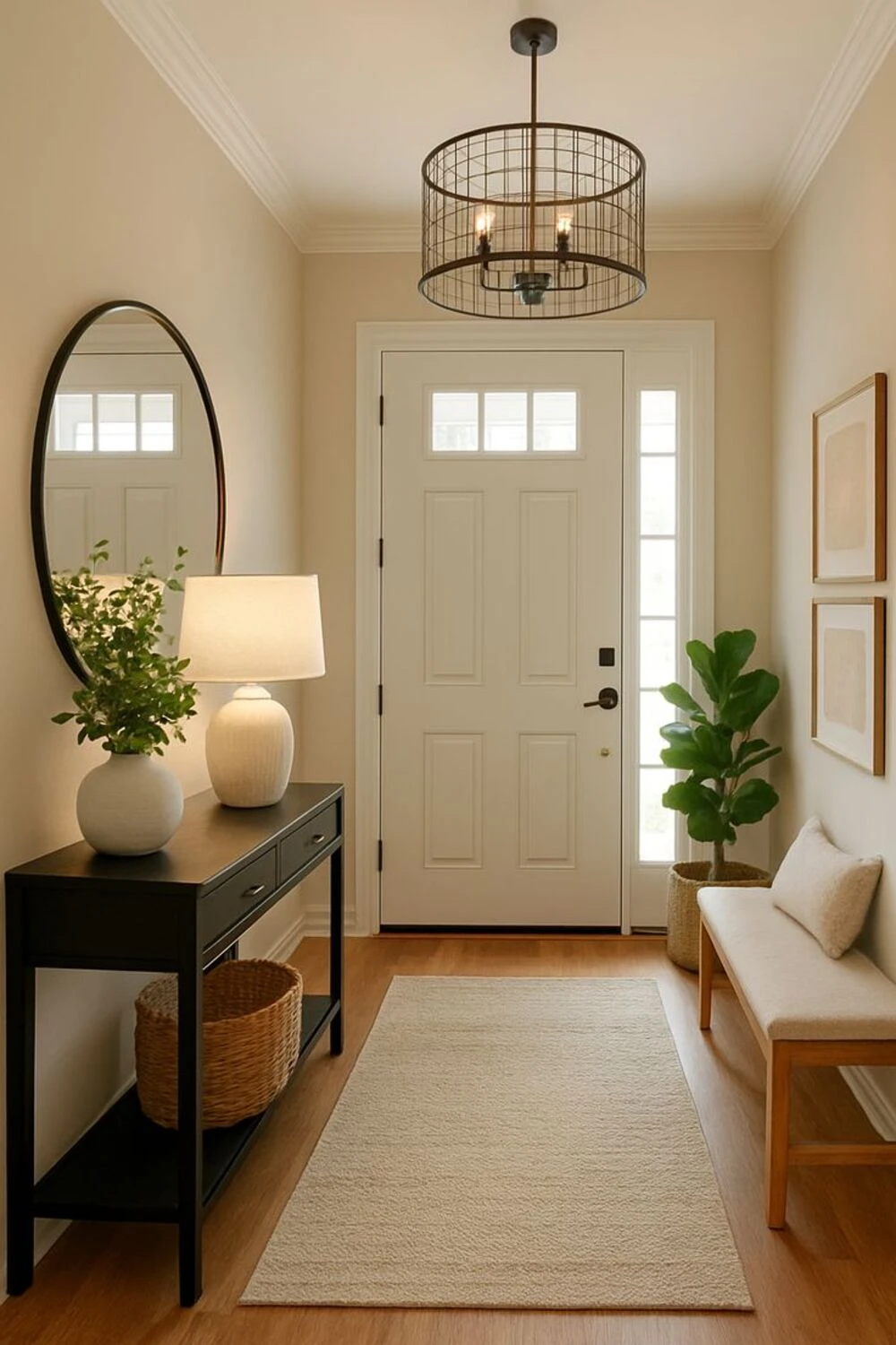 a small entryway with visible furniture legs