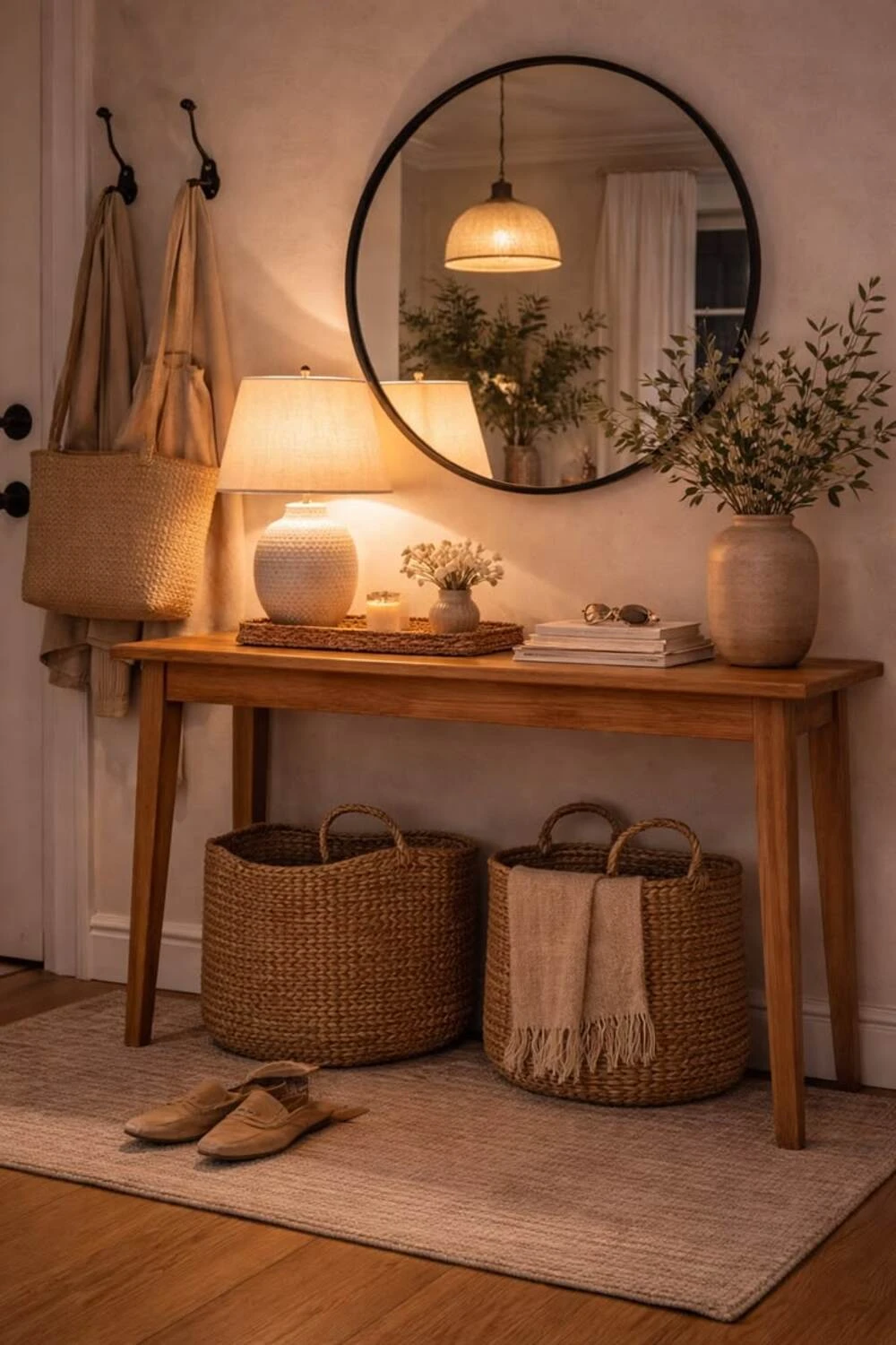 an entryway tray with three items