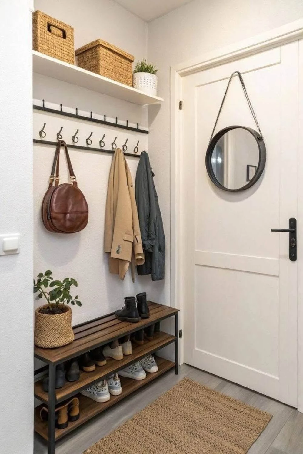 apartment entryway with hooks
