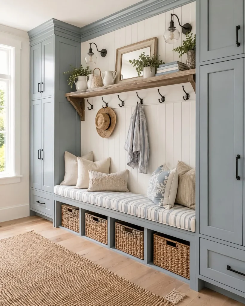 entryway with baskets for storage