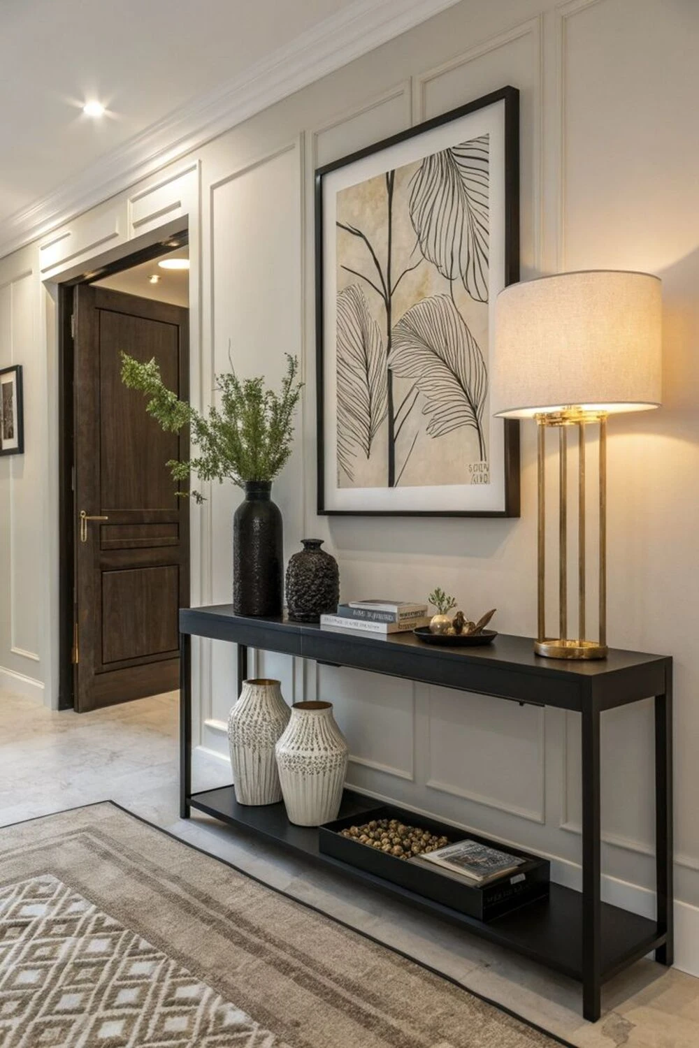 entryway wall with oversized canvas