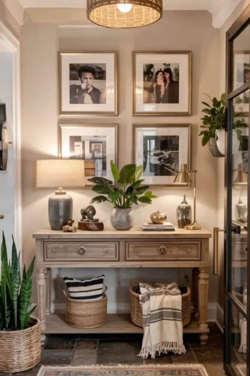 entryway wall with same style photos