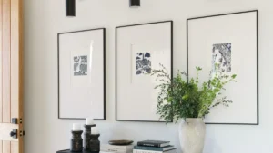 entryway wall with triple canvas