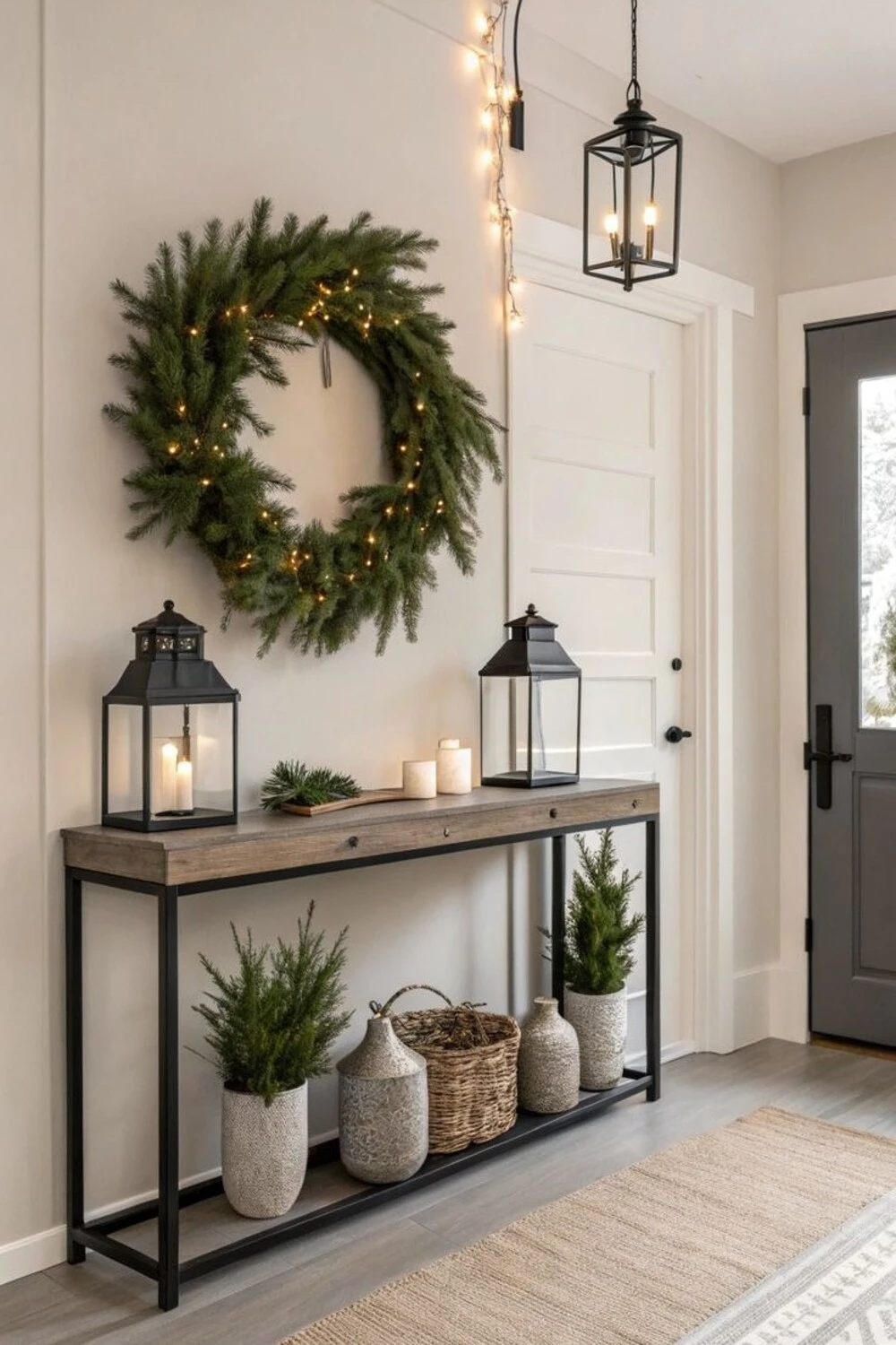 entryway wall with wreath