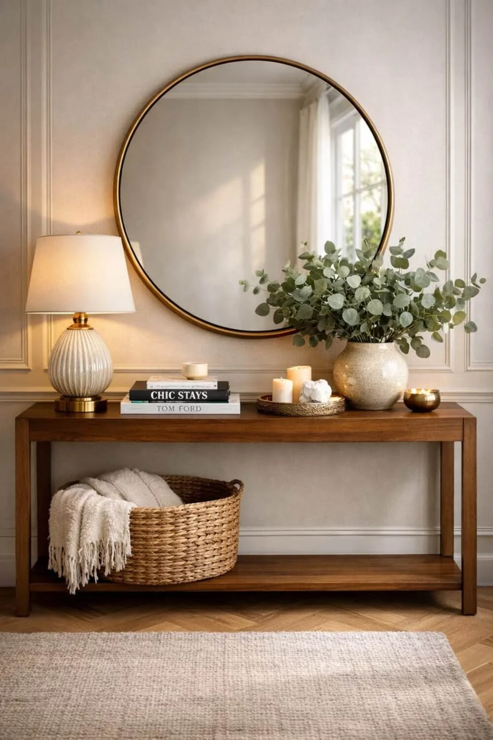 a console table with one lamp