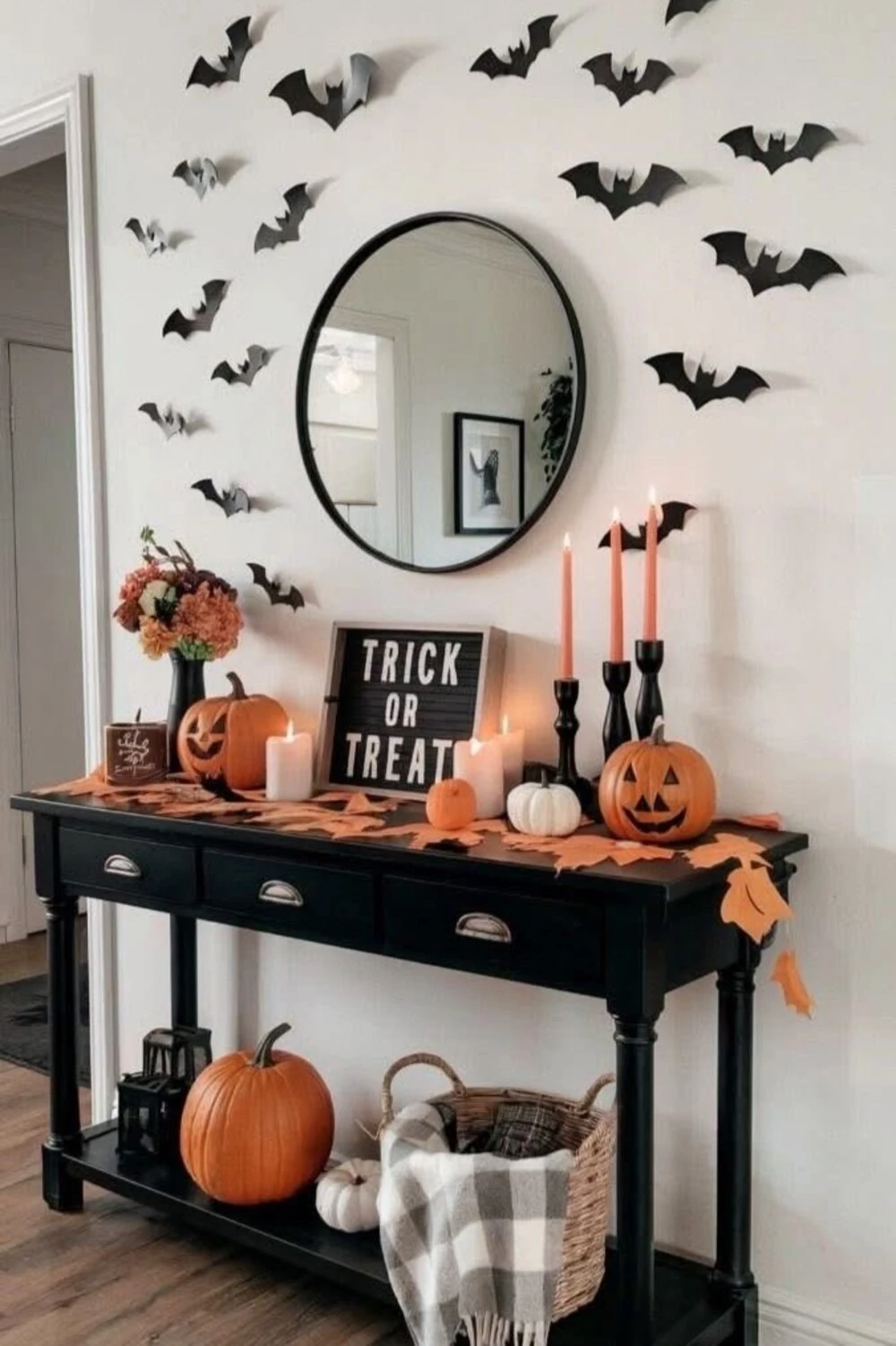 bats around entryway mirror