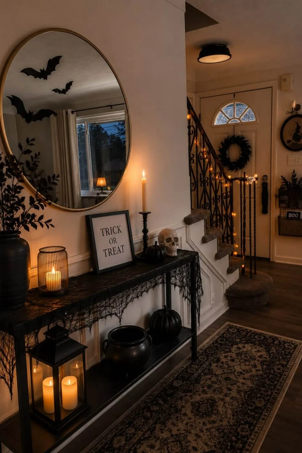 halloween moody entryway with candles
