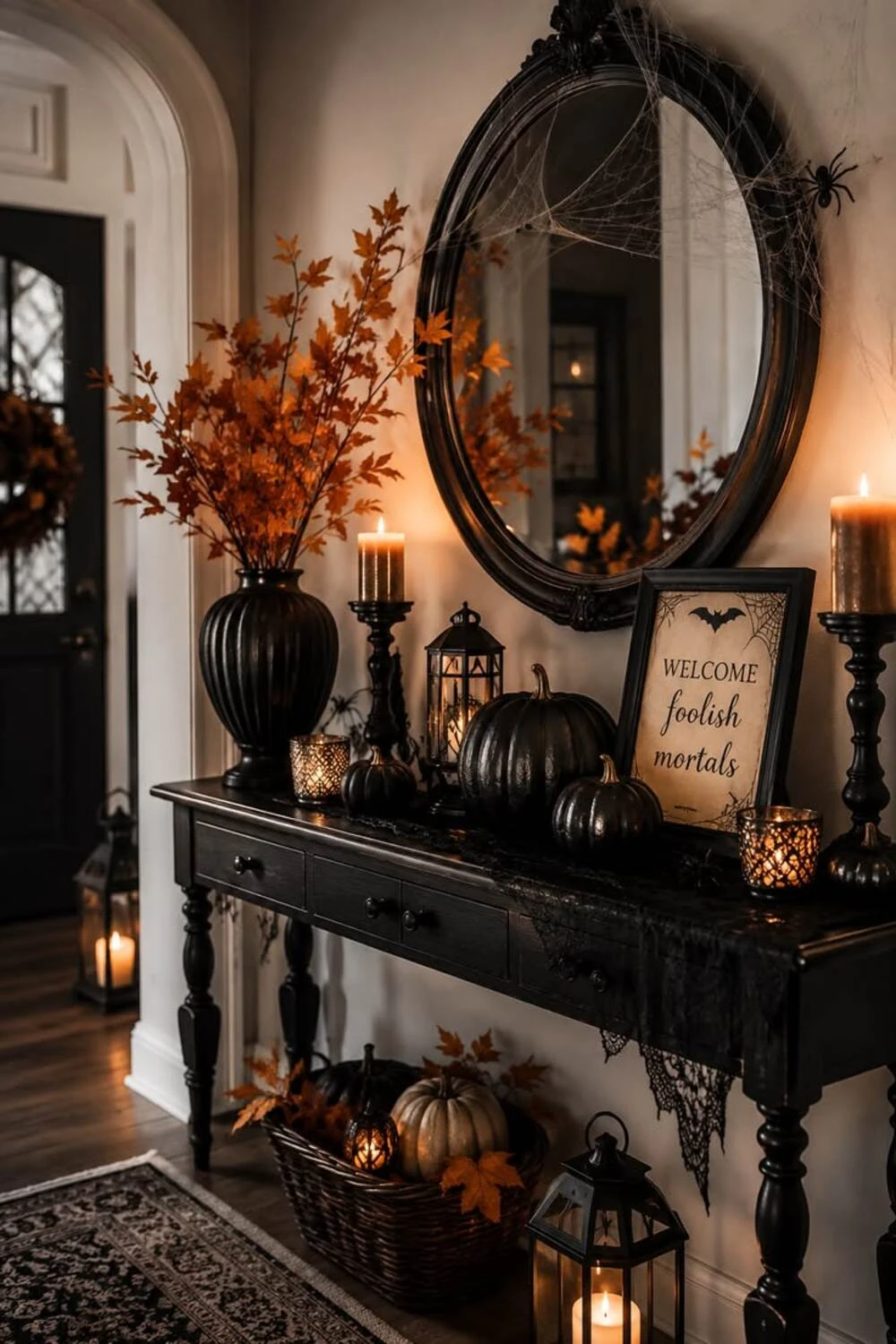 vintage halloween entryway
