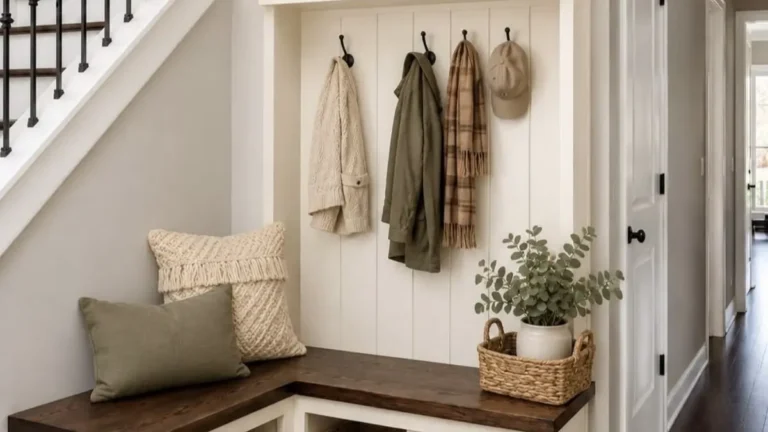 entryway storage space near staircase