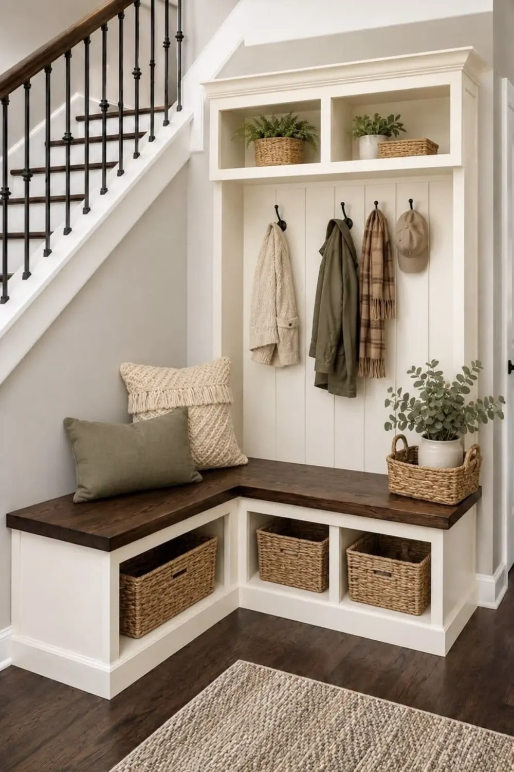 entryway with storage space near staircase