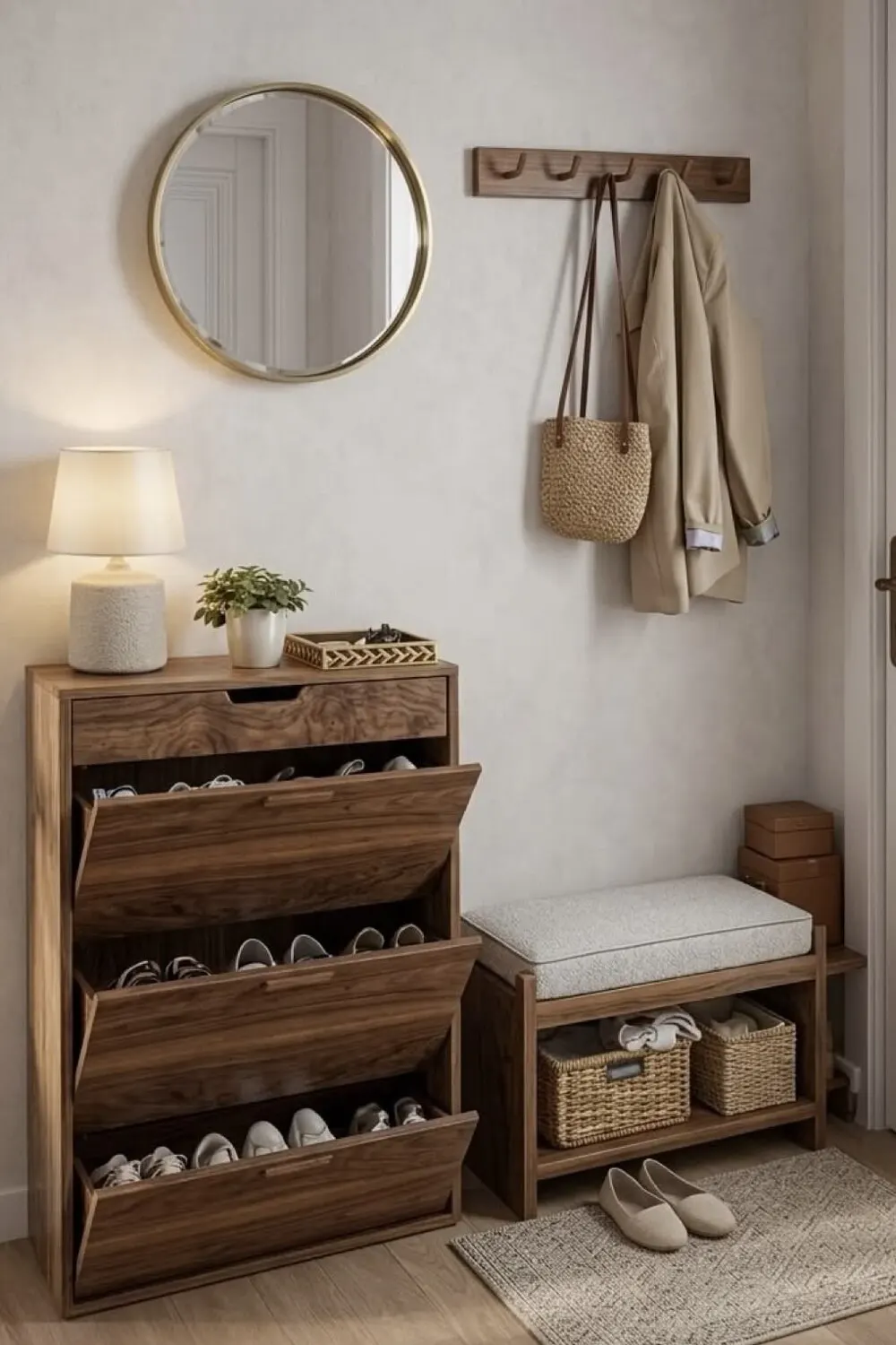 entryway with slim shoes cabinet